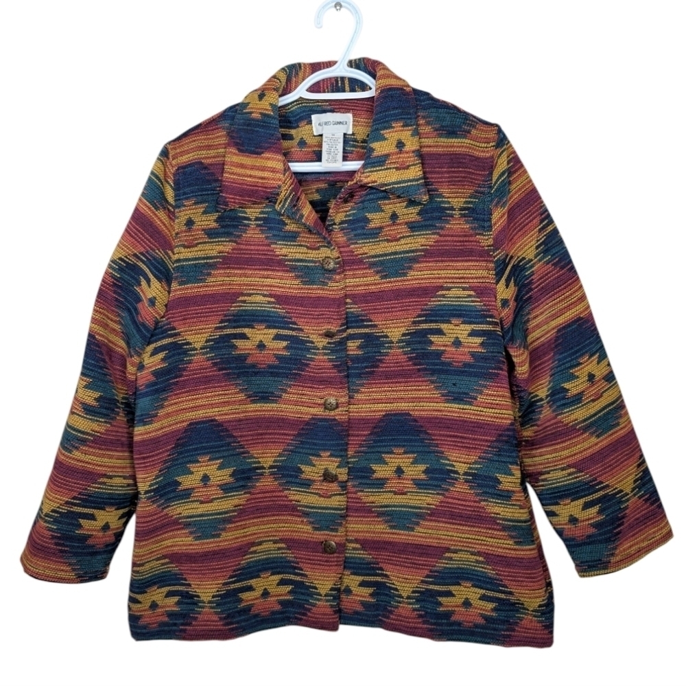 Vintage Alfred Dunner Aztec Southwestern Blazer Jacket Multicolour Women 14